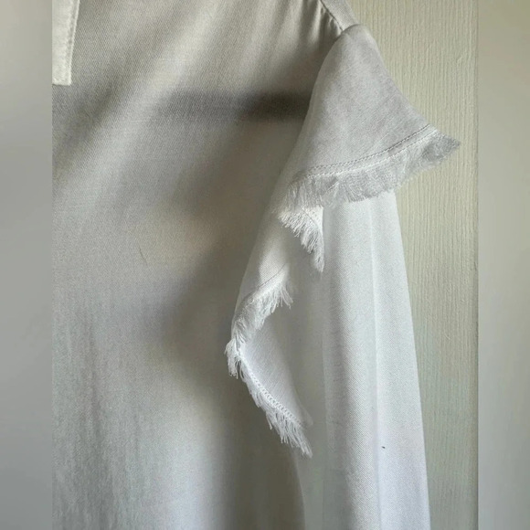 Cloth & Stone for Anthropology white button up Frayed Ruffle Western top Sz M - Picture 4 of 7